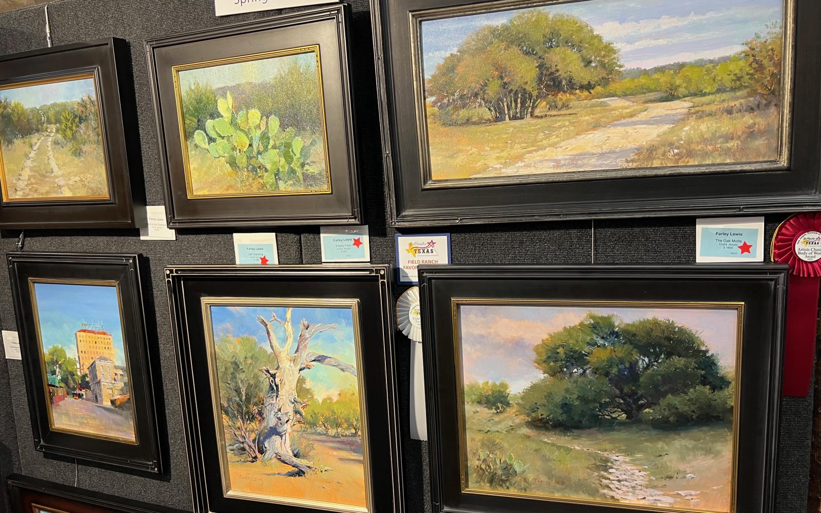 A collection of paintings by Farley Mott of Springfield, Missouri, painted during the 2022 En Plein Air Texas competition that won the "Artist Choice Award."