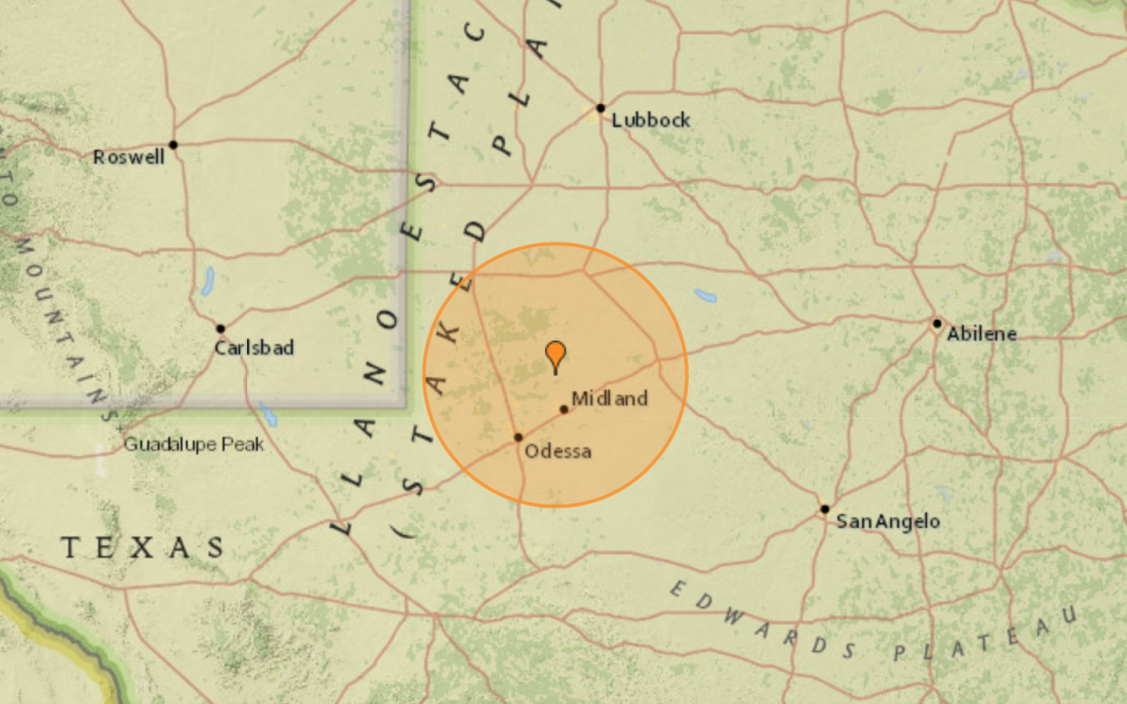 5.3 Earthquake Near Midland (Courtesy/USGS)