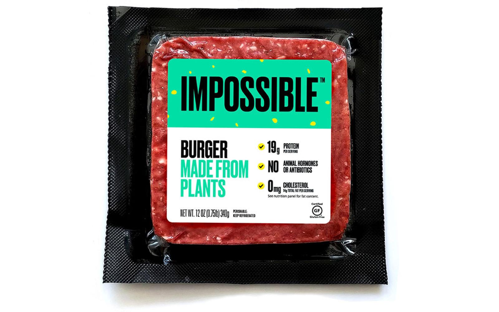 Ground "beef" made by a company called Impossible Foods, which offers fake beef, pork, and chicken