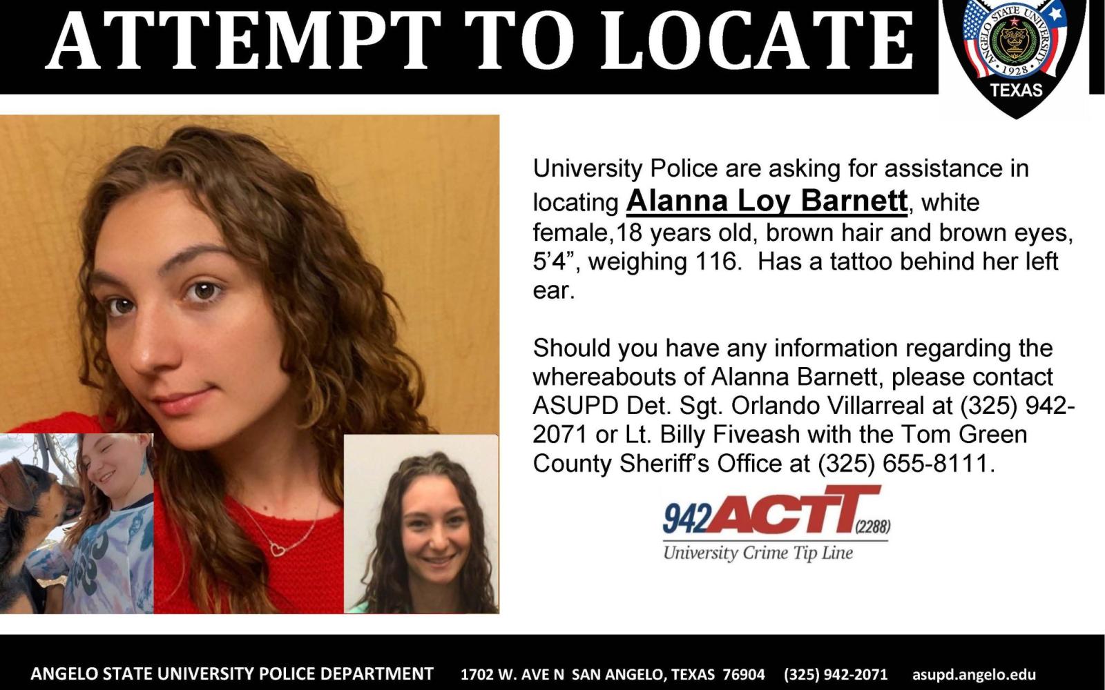 ASU Police Searching for Alanna Barnett (Courtesy/ASU Police)