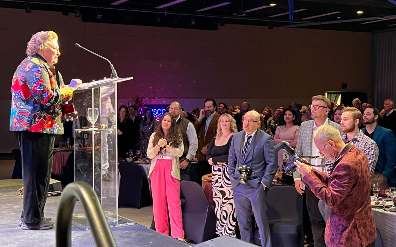 Betty Joe "B.J." Mayer accepts the honor for herself and her husband Richard who were named the 2023 Citizens of the Year.