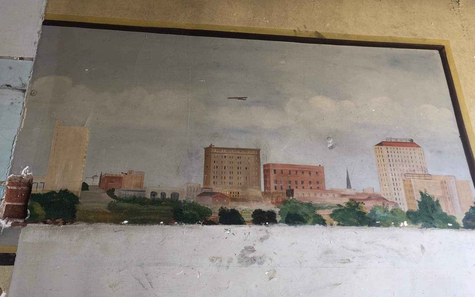 A mural of the San Angelo skyline inside the original Nathan's Jewelry Store downtown San Angelo. (LIVE! Photo/Joe Hyde)