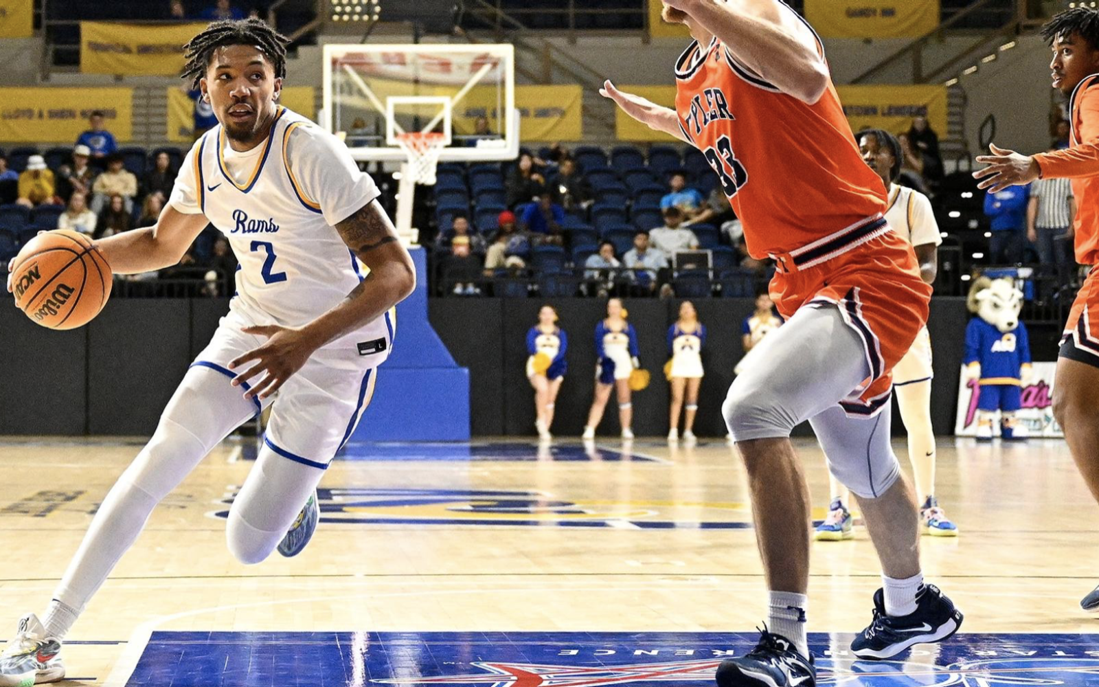 Angelo State Ram Basketball Athlete Devaughn Thomas on Feb. 21, 2023