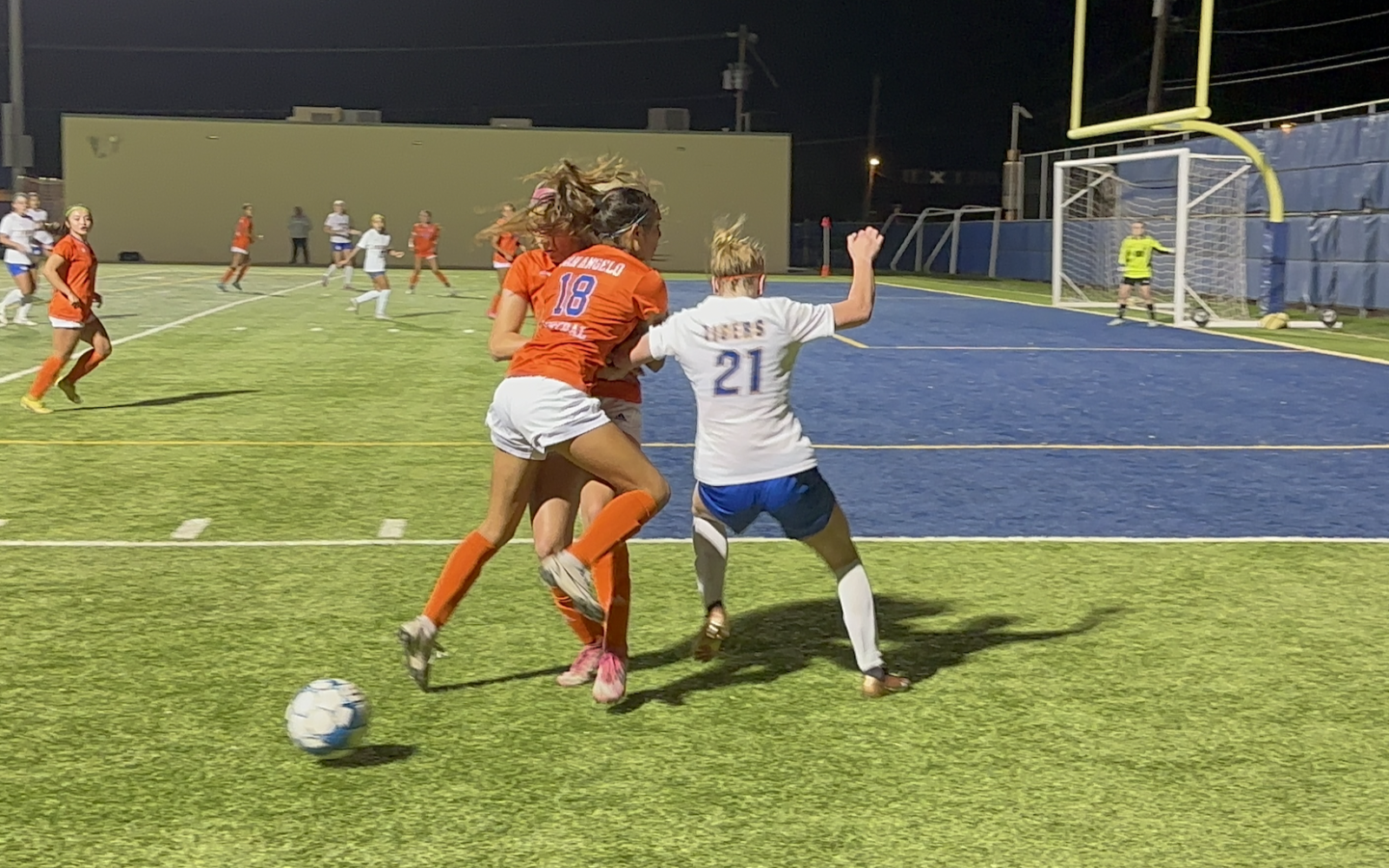 Lady Cats playing defense against Frenship