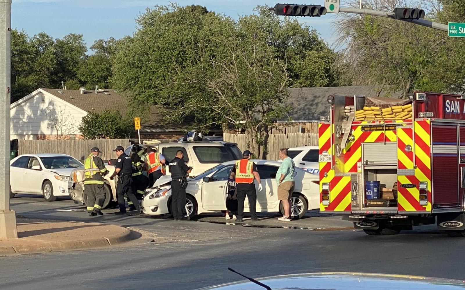 3 Car Crash Southwest and Sunset 4.3.23 (LIVE Photo/James Bouligny)