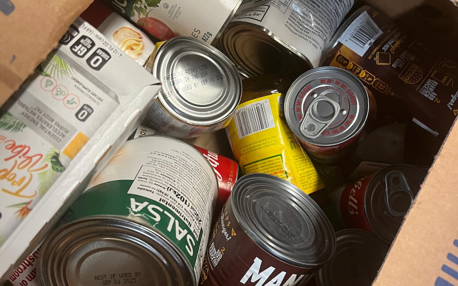 Three sororities and four fraternities sent volunteers from all classes — freshmen through seniors — to help the food bank for three hours on a Thursday evening.