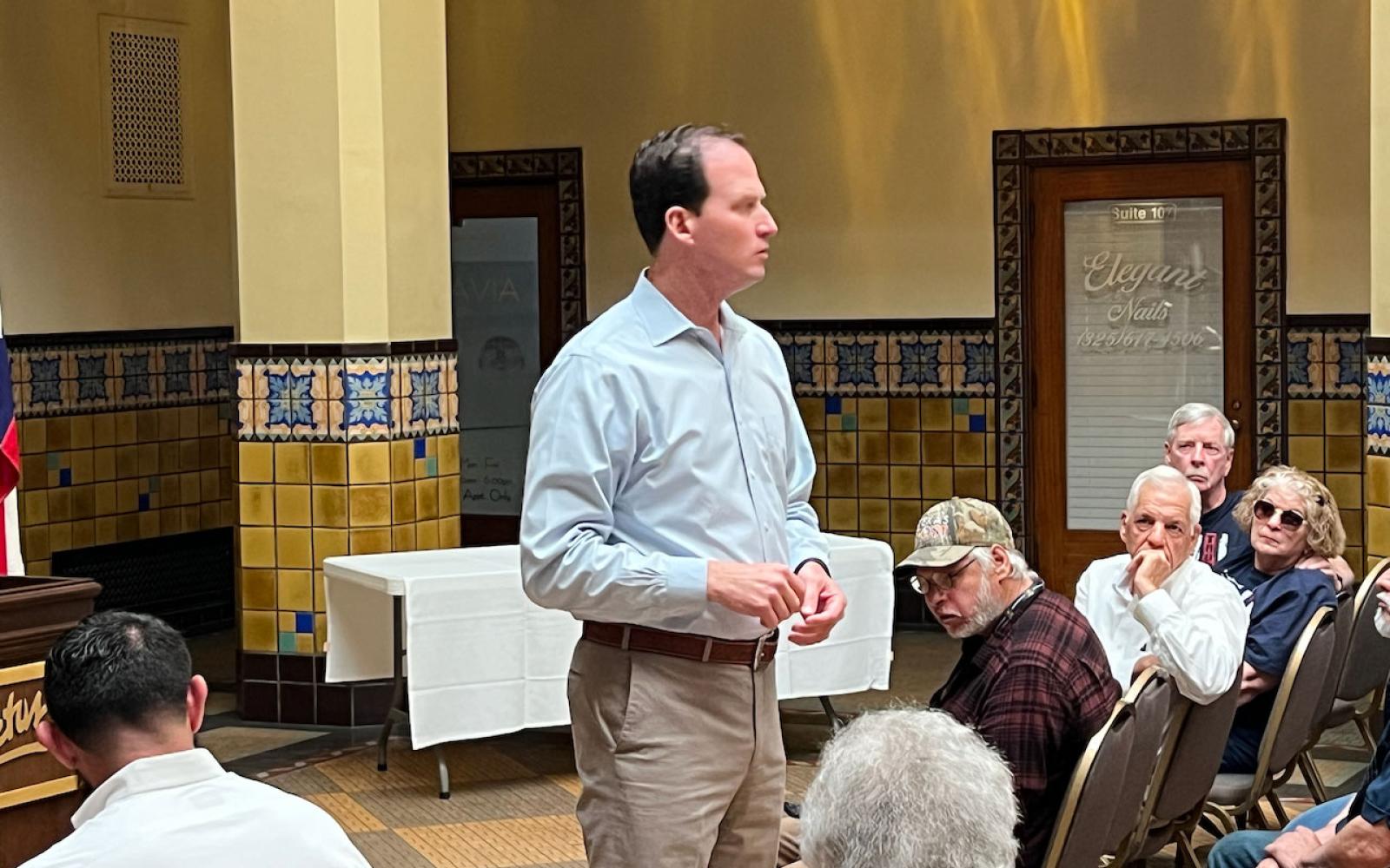 Congressman August Pfluger at a town hall at the Cactus Hotel on April 3, 2023.
