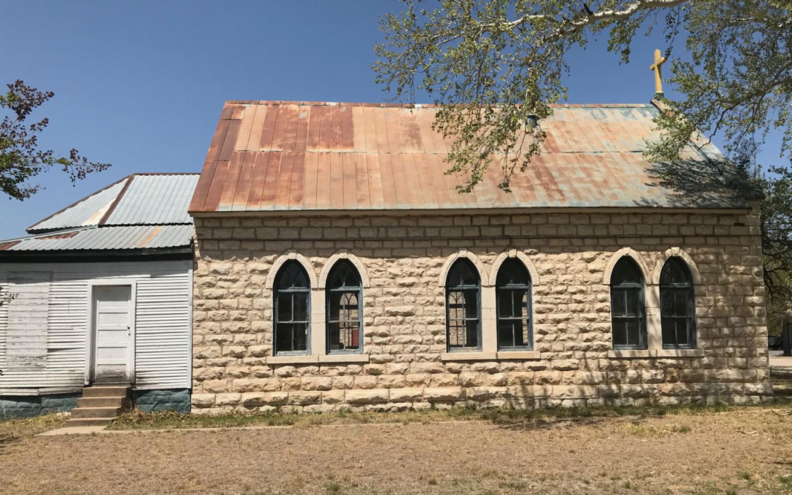 The side of the 1899 church today prior to restoration.