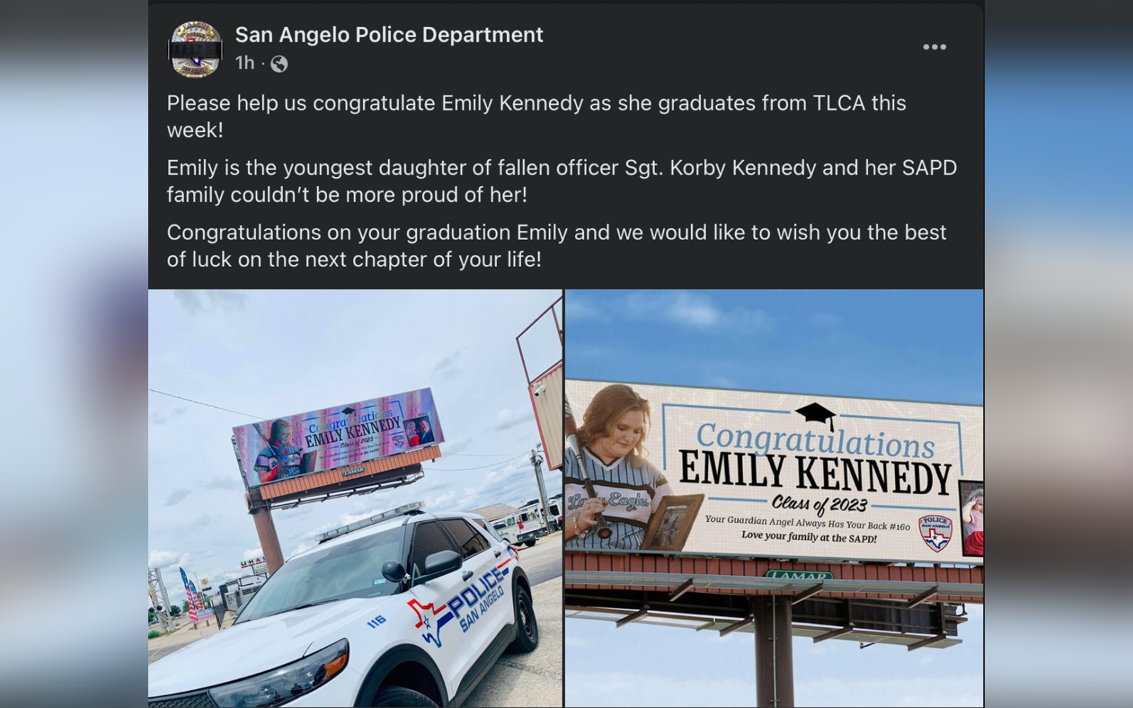 SAPD's Post on Emily Kennedy