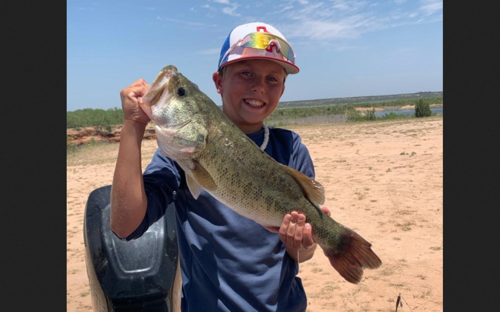 Levi Lumpkin Record Bass at Lake Spence (Courtesy/TPWD)