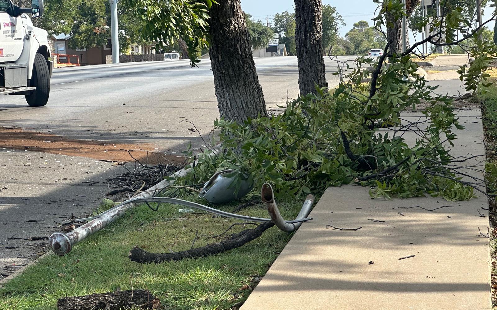 At around 5 p.m. Sunday, a driver of a Toyota Camry veered off the prepared surface on S. Abe St. and destroyed a power pole.