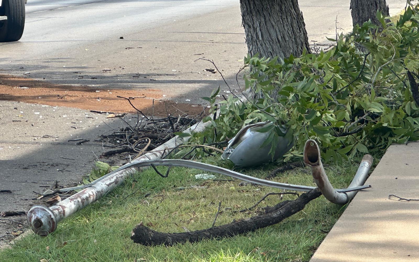 At around 5 p.m. Sunday, a driver of a Toyota Camry veered off the prepared surface on S. Abe St. and destroyed a power pole.