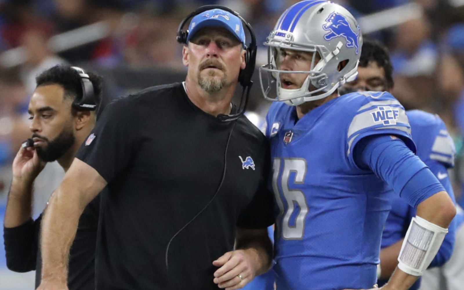 Detroit Lions Head Coach Dan Campbell and QB Jared Goff