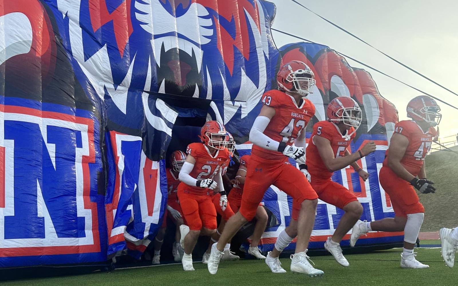 Central Bobcats run out of the tunnel at San Angelo Stadium