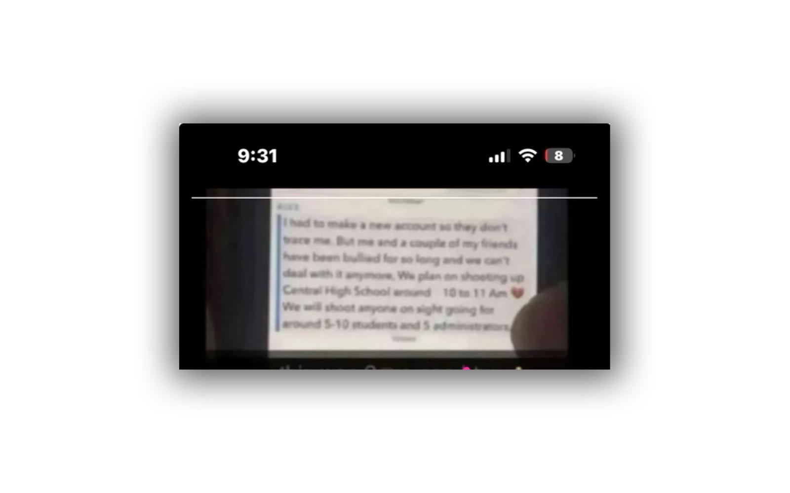 This is a copy of the "threat" made against San Angelo Central High School on the evening of Oct. 22, 2023.