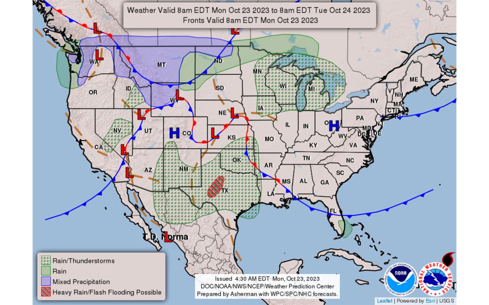 The Weather Chart on the morning of Oct. 23, 2023
