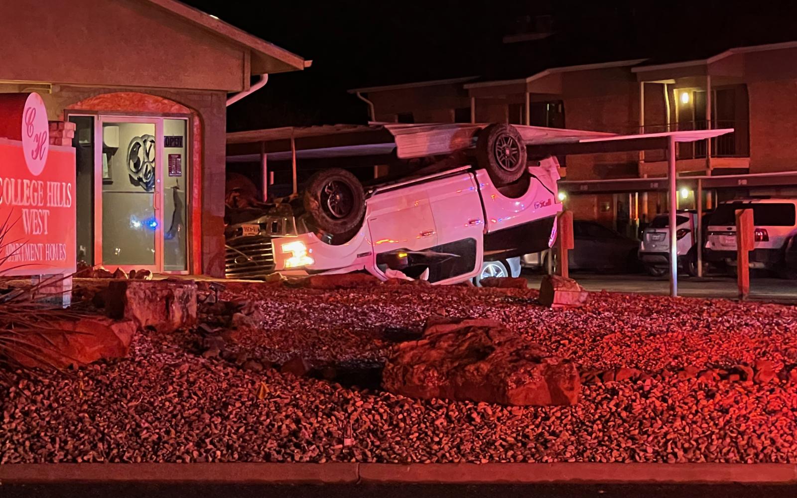 Dramatic Roll-Over Crash Into Apartment Complex Shocks Residents