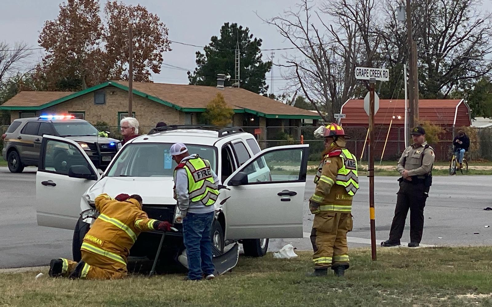 Crash at Grape Creek Road and FM 2105 Intersection on Nov. 25, 2023.