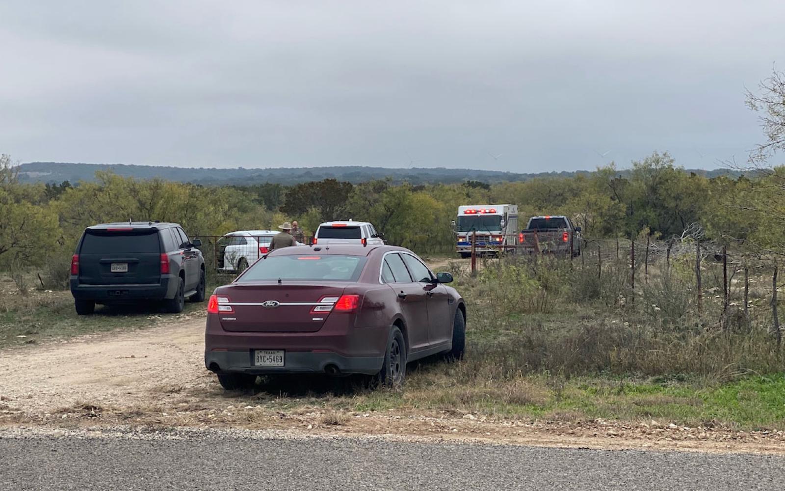 The ranch gate of the road leading to the crash scene of a Pilatus PC-12 that went down at 12:55 p.m. on Dec. 14, 2023 south of Christoval.