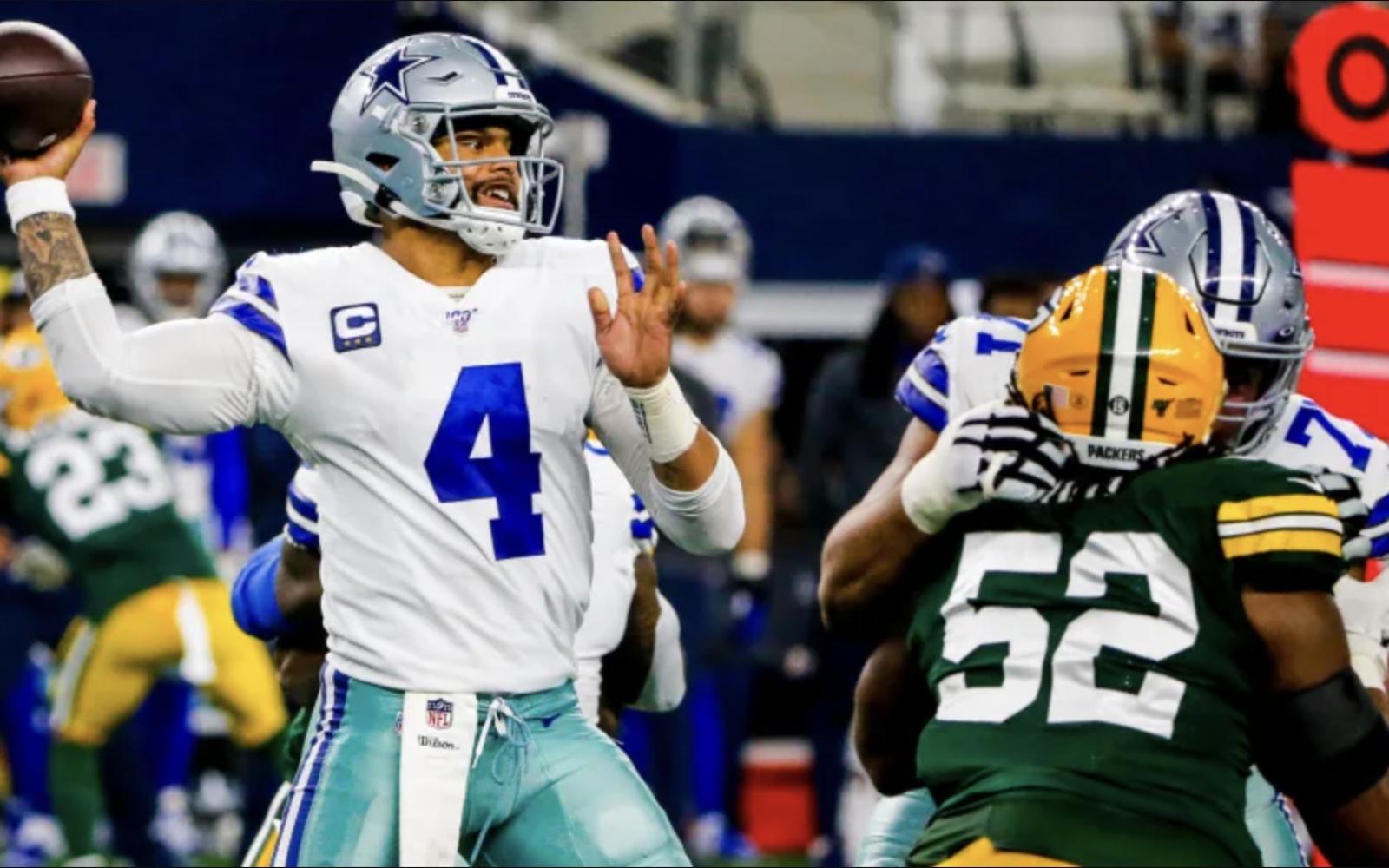 Dallas Cowboys' Dak Prescott in action against the Green Bay Packers