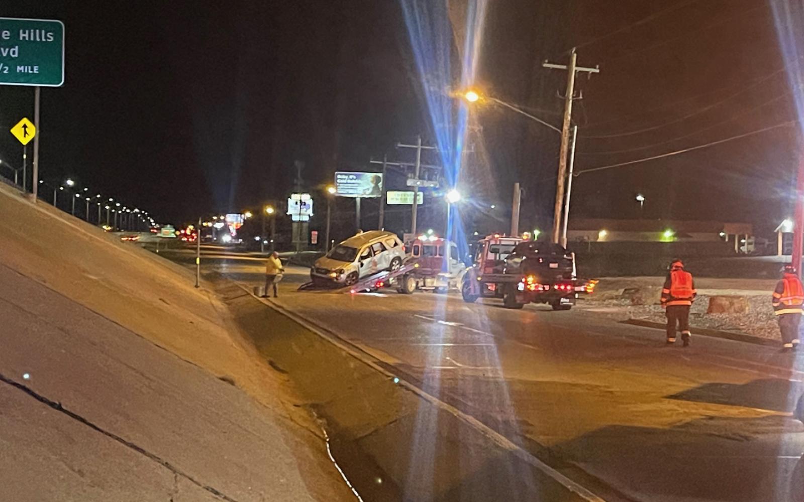 A three-vehicle crash shut down the intersection of the Loop 306 service road and Southwest Blvd. and one of the vehicles is a mystery.