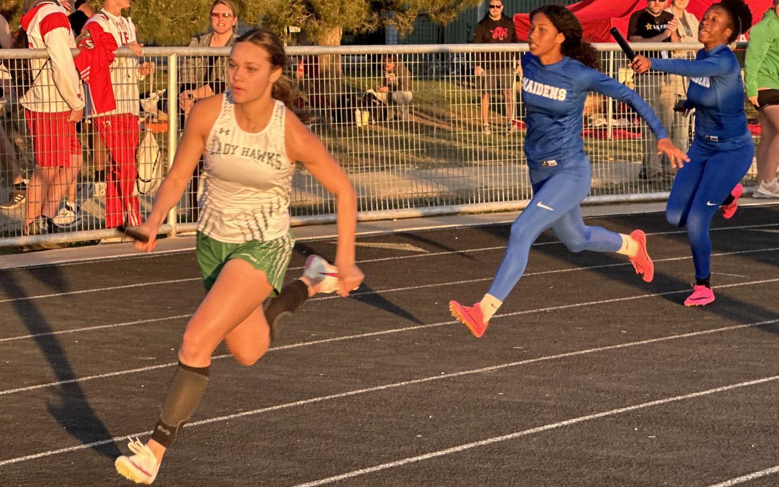 Wall Lady Hawks and Lake View Maidens Race at the Cotton Patch Relays