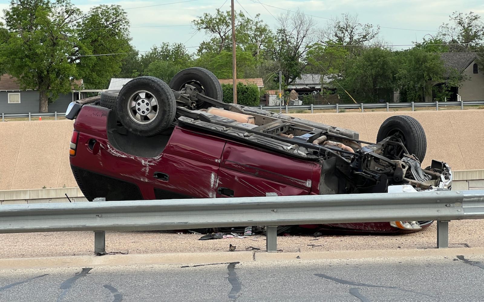 Driver was arrested for suspicion of DWI following a spectacular rollover crash on Tuesday, April 16, 2024.