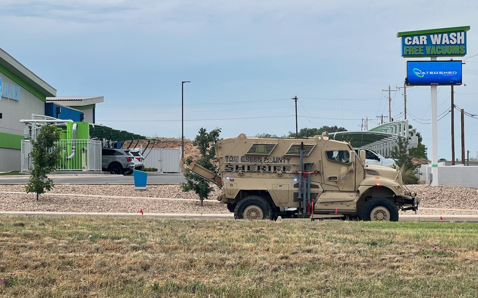 The Tom Green County SRT Team seen near the new H-E-B on the southwest side of San Angelo, ready to deploy to Irion County if needed.