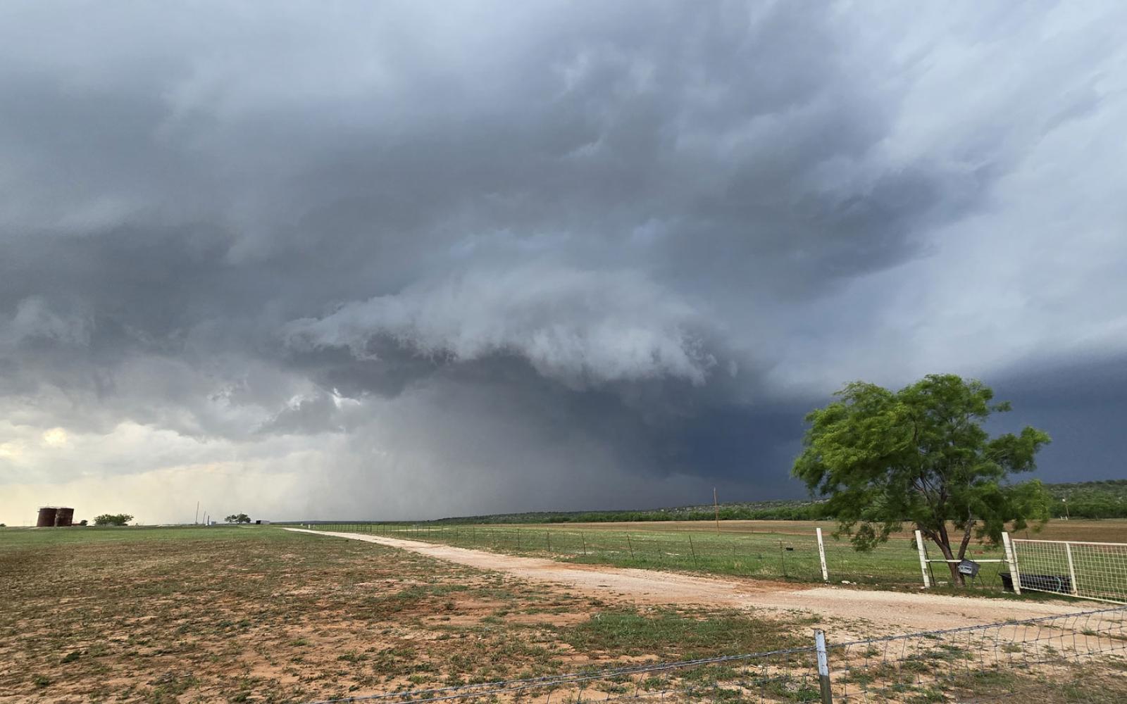 The tornado that touched down 3 miles east/southeast of Ballinger, Texas on May 2, 2024 at 1800 hours. (Jason Gore)