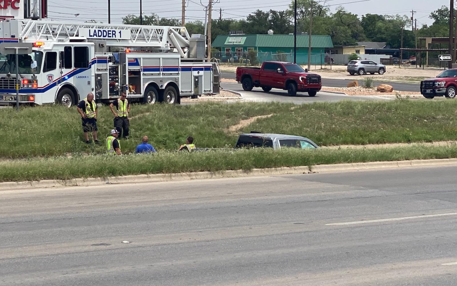 Pickup Truck Found Submerged in Ditch After Crash