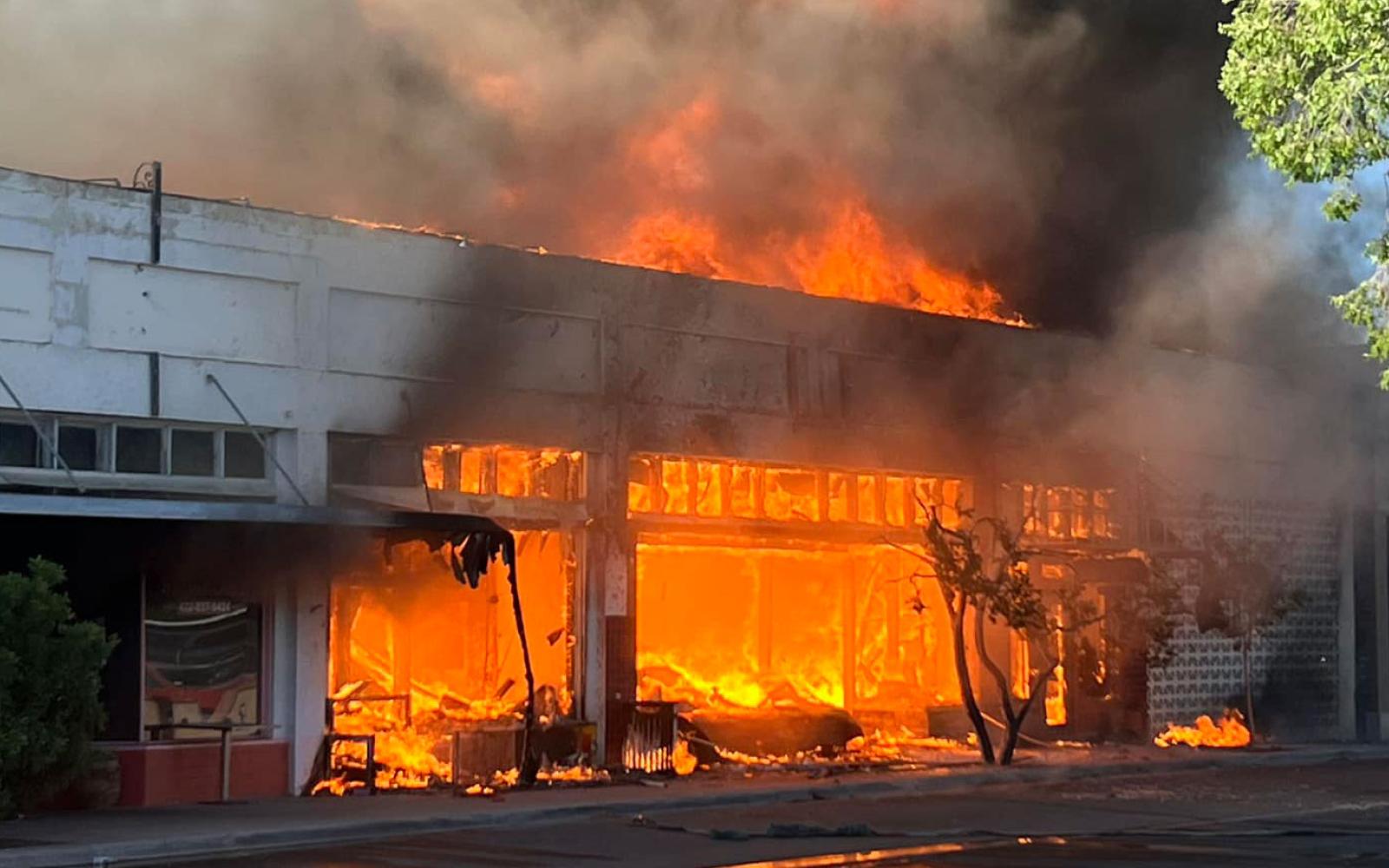 Downtown Alpine, Texas fire on May 26, 2024.