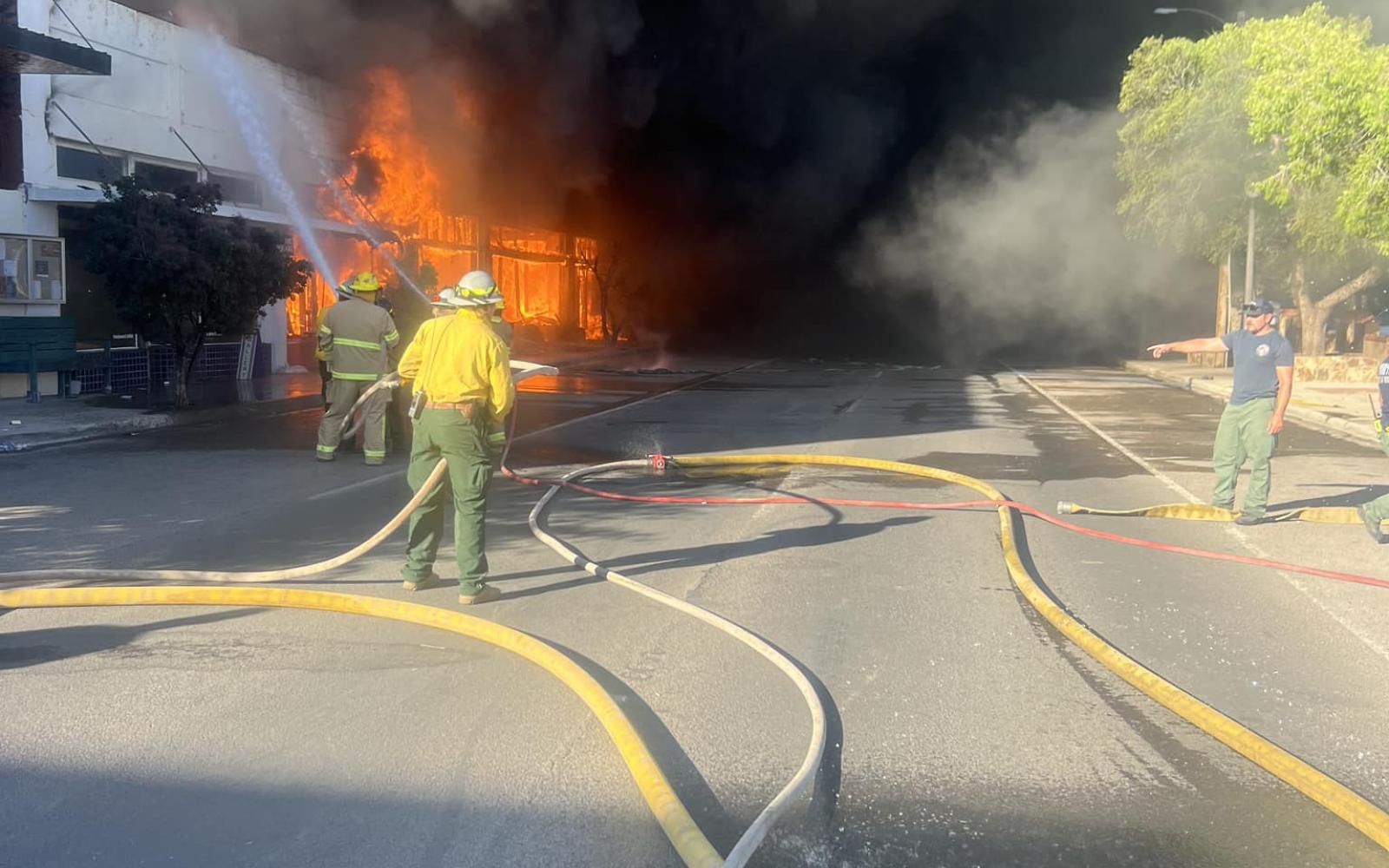 Downtown Alpine, Texas fire on May 26, 2024.