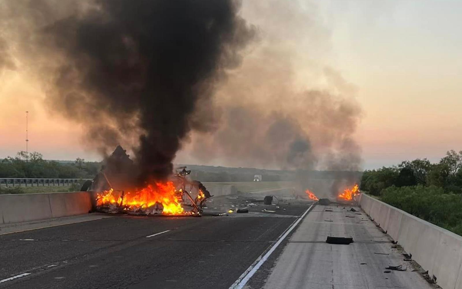 Fiery crash of an 18-wheeler in the eastbound lanes of I-10 on June 13, 2024.