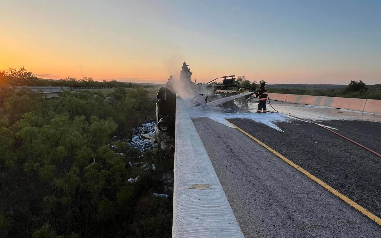 Fiery crash of an 18-wheeler in the eastbound lanes of I-10 on June 13, 2024.