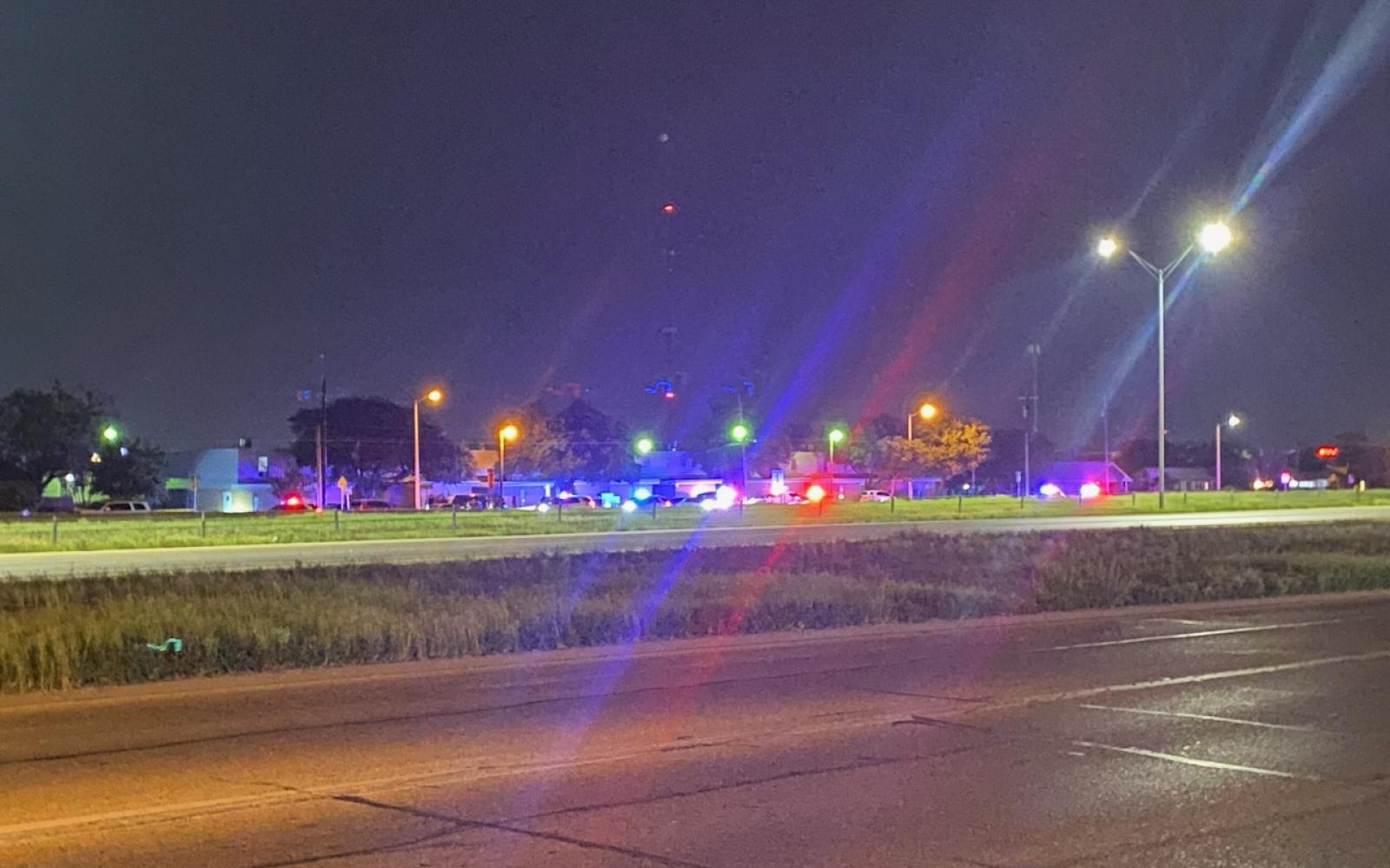 The shooting scene from across the Houston Harte