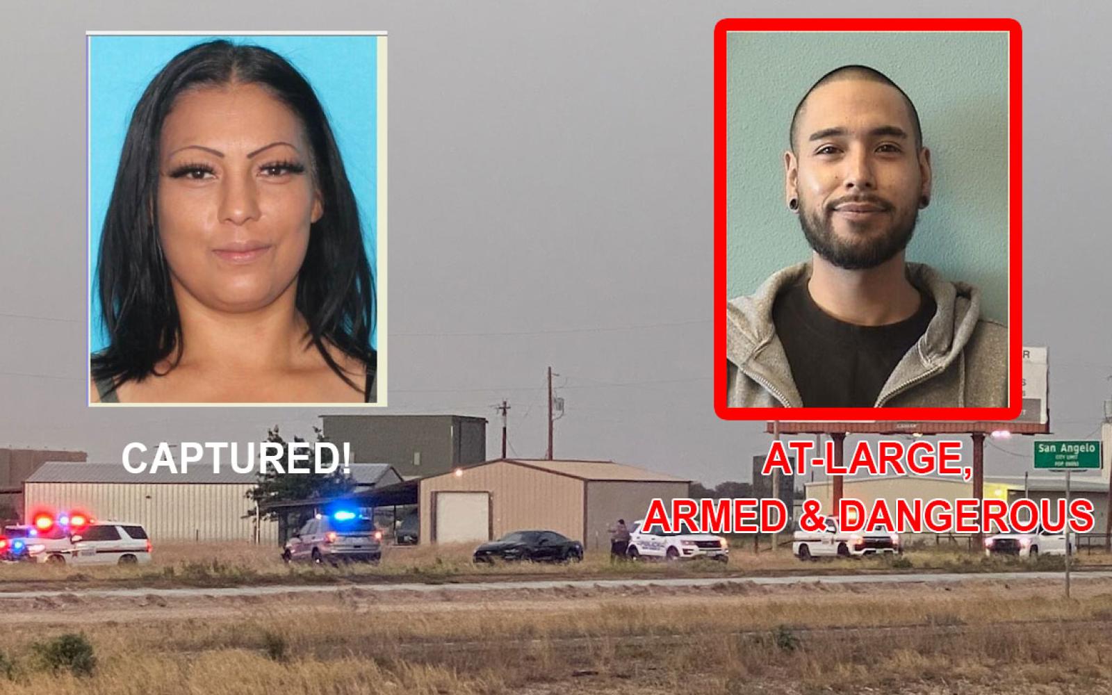 Female suspect Gloria Jaramillo (L) has been taken into custody.  Michael D. Pacheco (R), H/M, 01-16-1987, 5-07, 150lbs.  Pacheco is considered armed and dangerous. If suspect is spotted, do not approach and call 911.