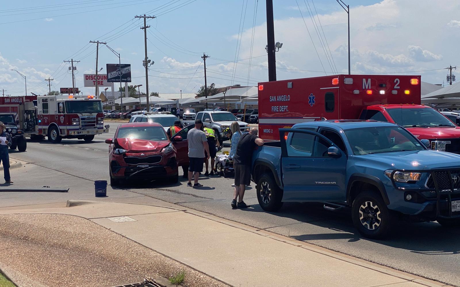 SAN ANGELO, TX — At least one occupant of a crashed vehicle was loaded into an ambulance following a rear-ending on Sherwood Way at Sunset. The crash happened at 3 p.m.
