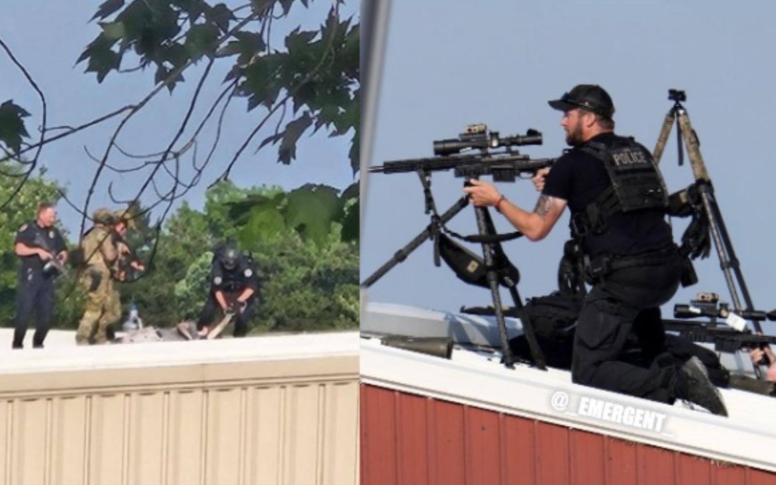 The "sloped roof" that thwarted the U.S. Secret Service compared to the other building the counter-sniper unit was already positioned on.