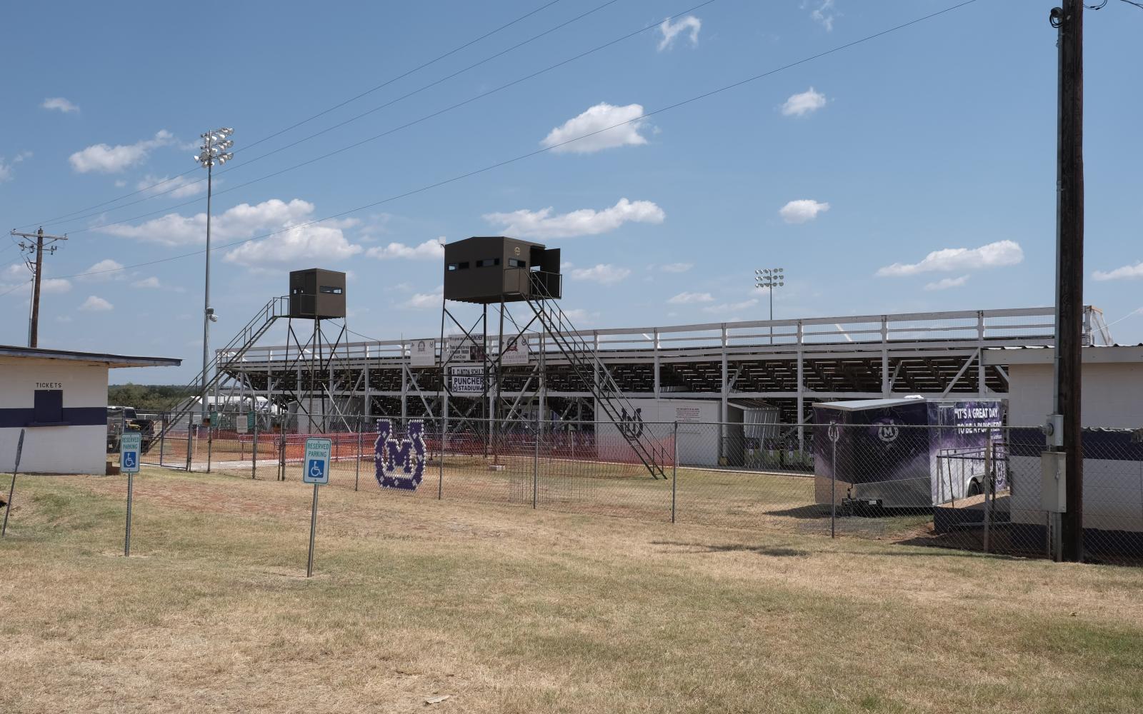 Mason's iconic Puncher Dome will have a temporary look in 2024 after its roof covering the home stands was damaged during a spring storm.