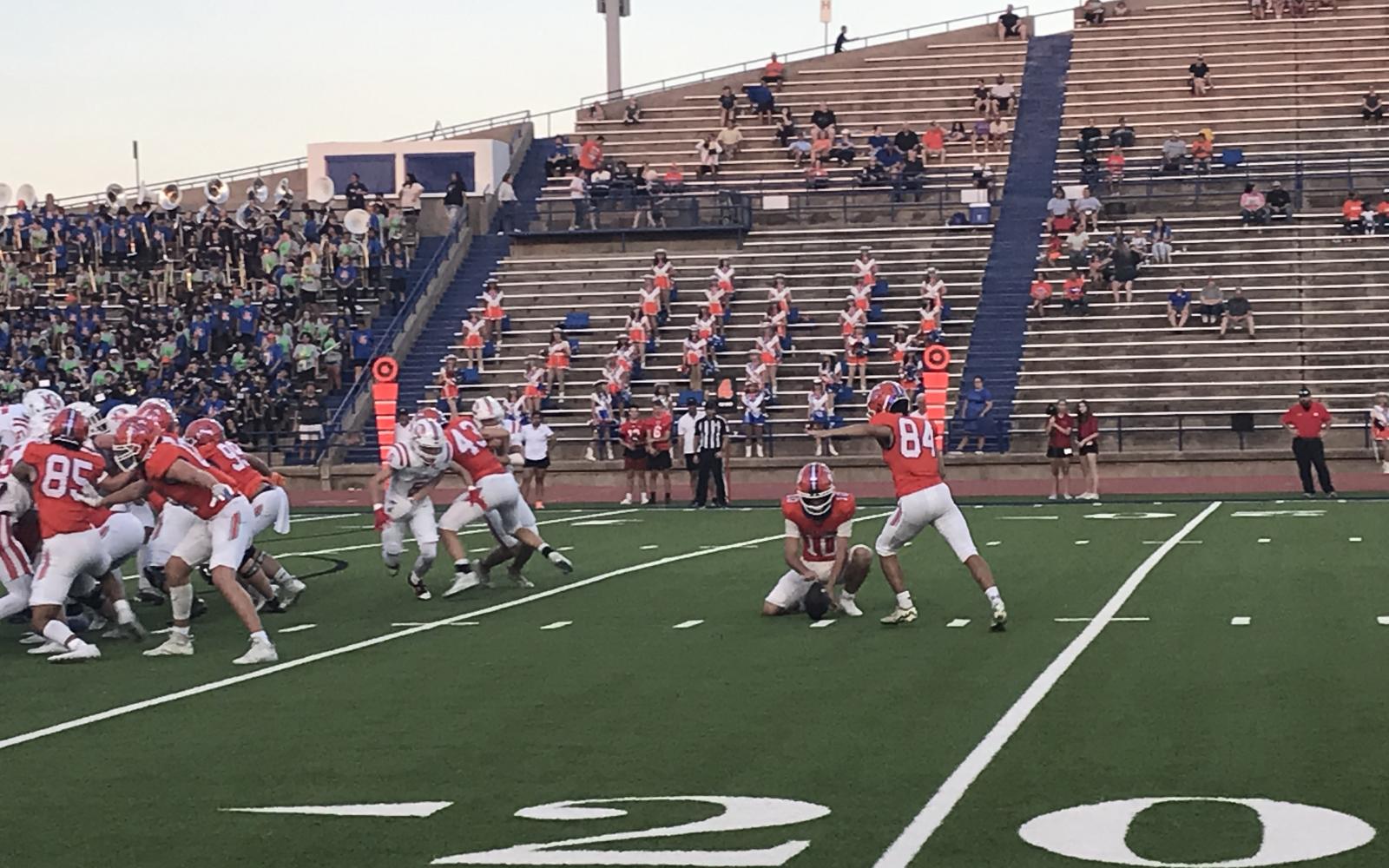 Central's Evan Vaughn kicks a 28-yard field goal against Belton on Friday, Sept. 20, 2024, at San Angelo Stadium.