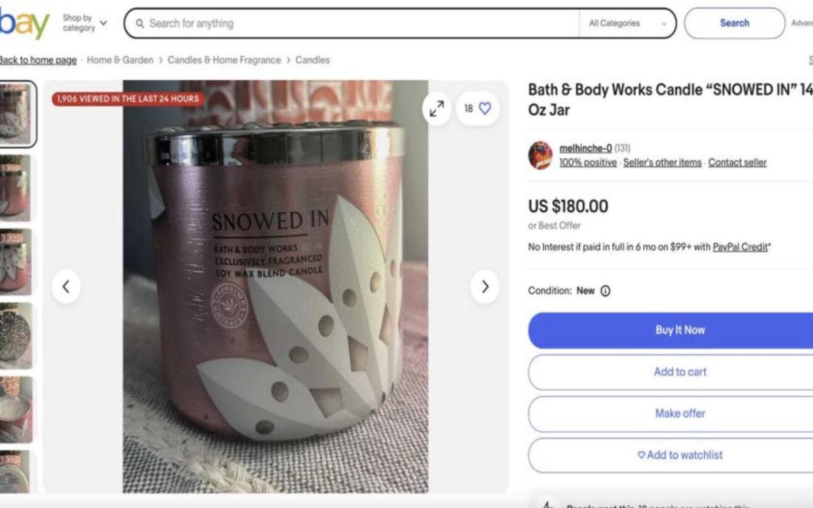 The controversial "Snowed In" candle.