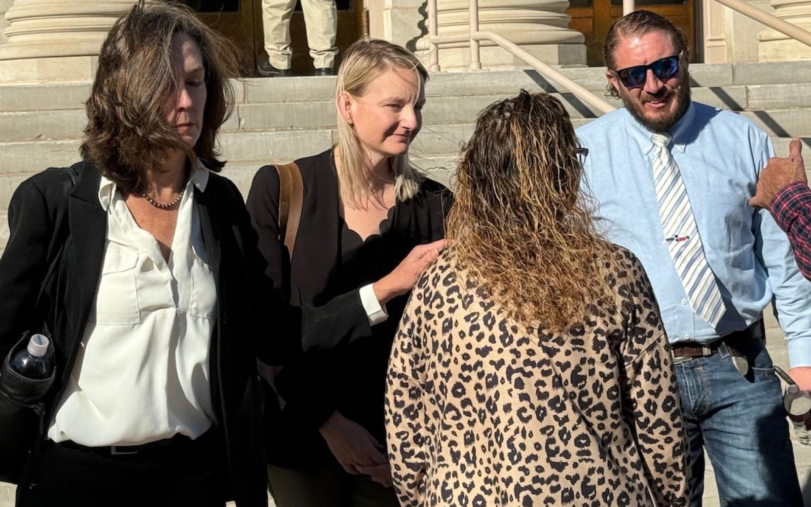 51st DA Allison Palmer with ADA Alexandra Porter and DA Investigator Gary Cole with Faye and (off camera a bit) Jason Murrell.