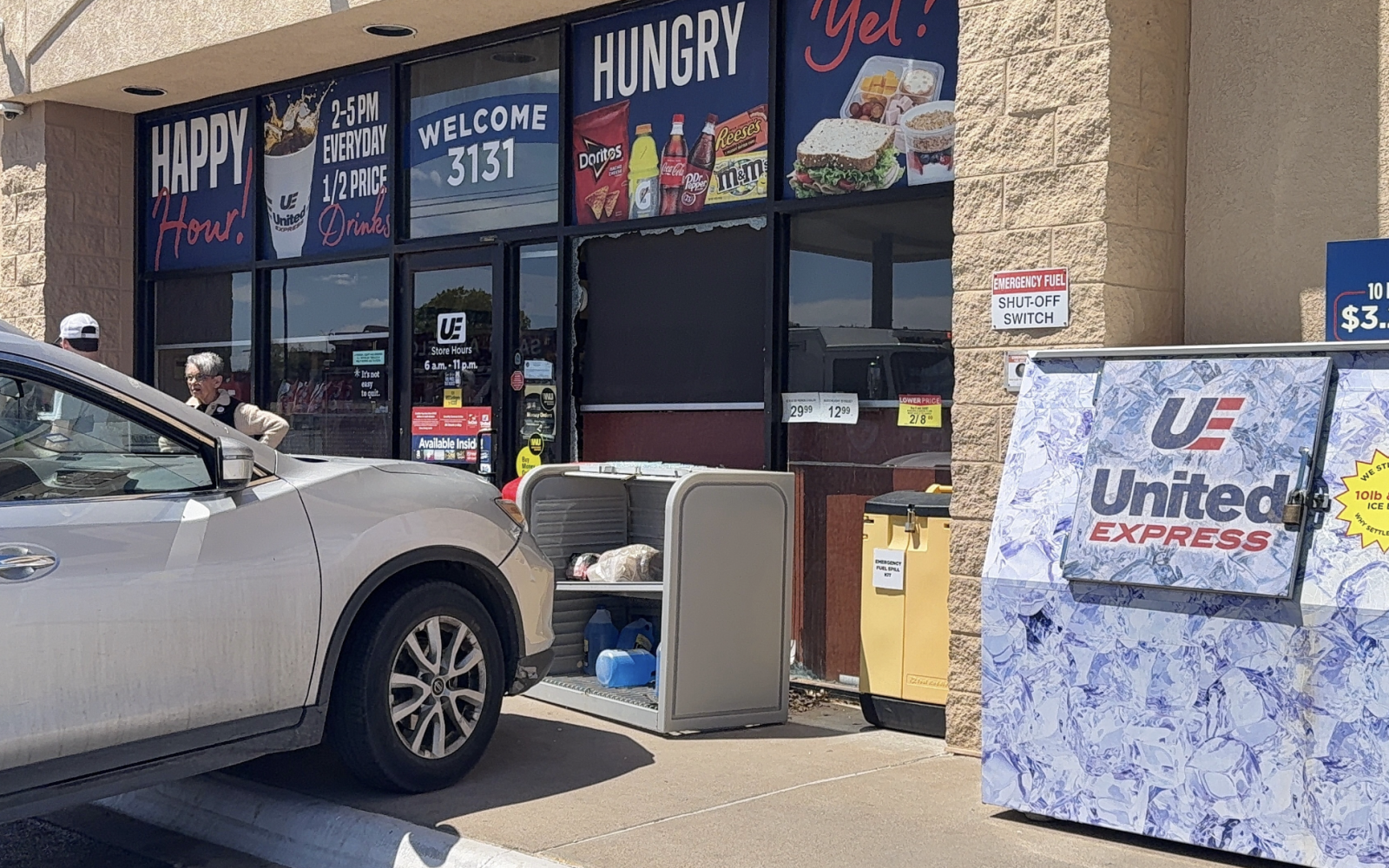 A car crashed into a convenience store Friday afternoon in an apparent pedal mixup.