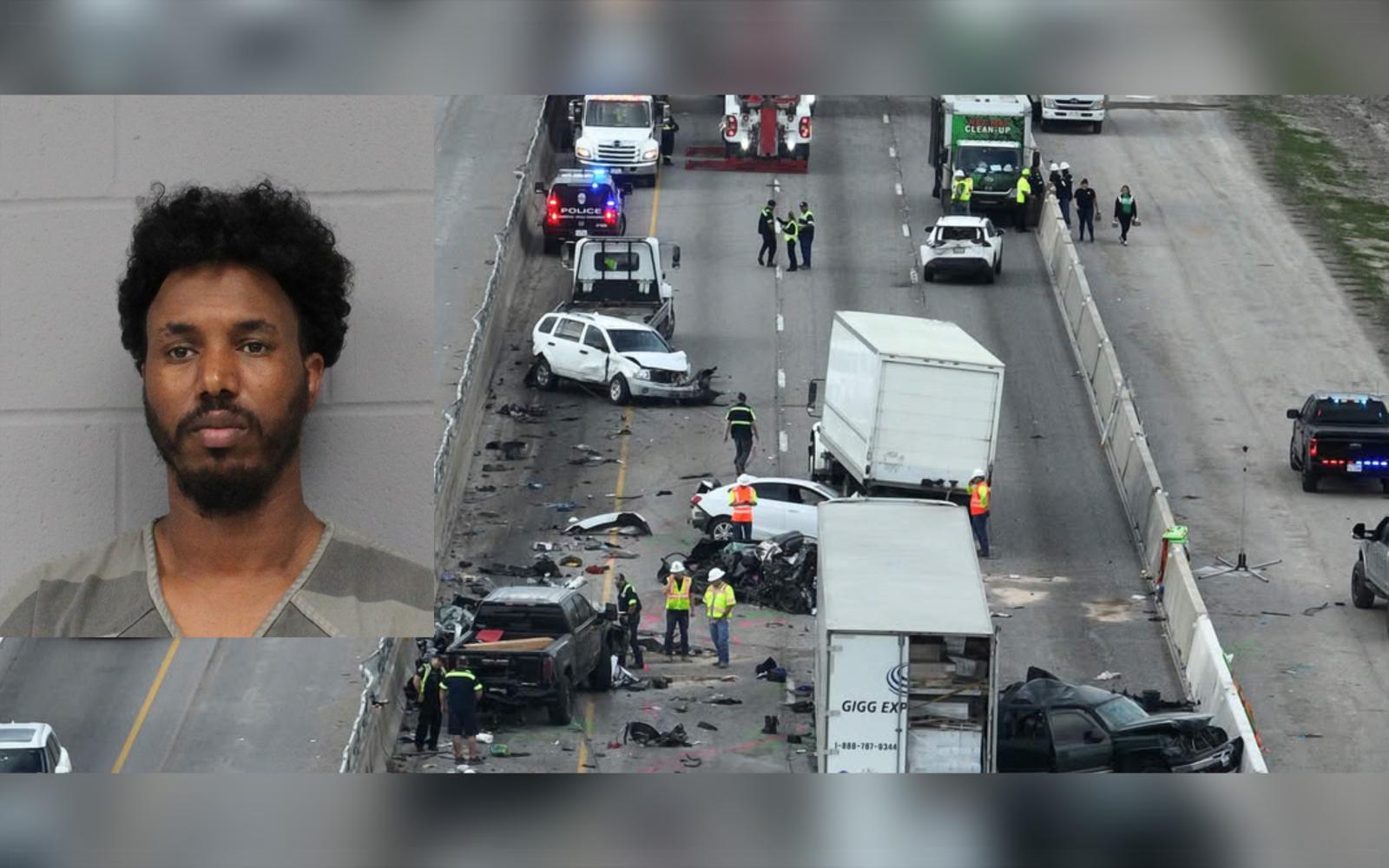 Solomun Weldekeal Araya was booked into the Travis County Jail and is facing five counts of intoxication manslaughter and two counts of intoxication assault, police said.