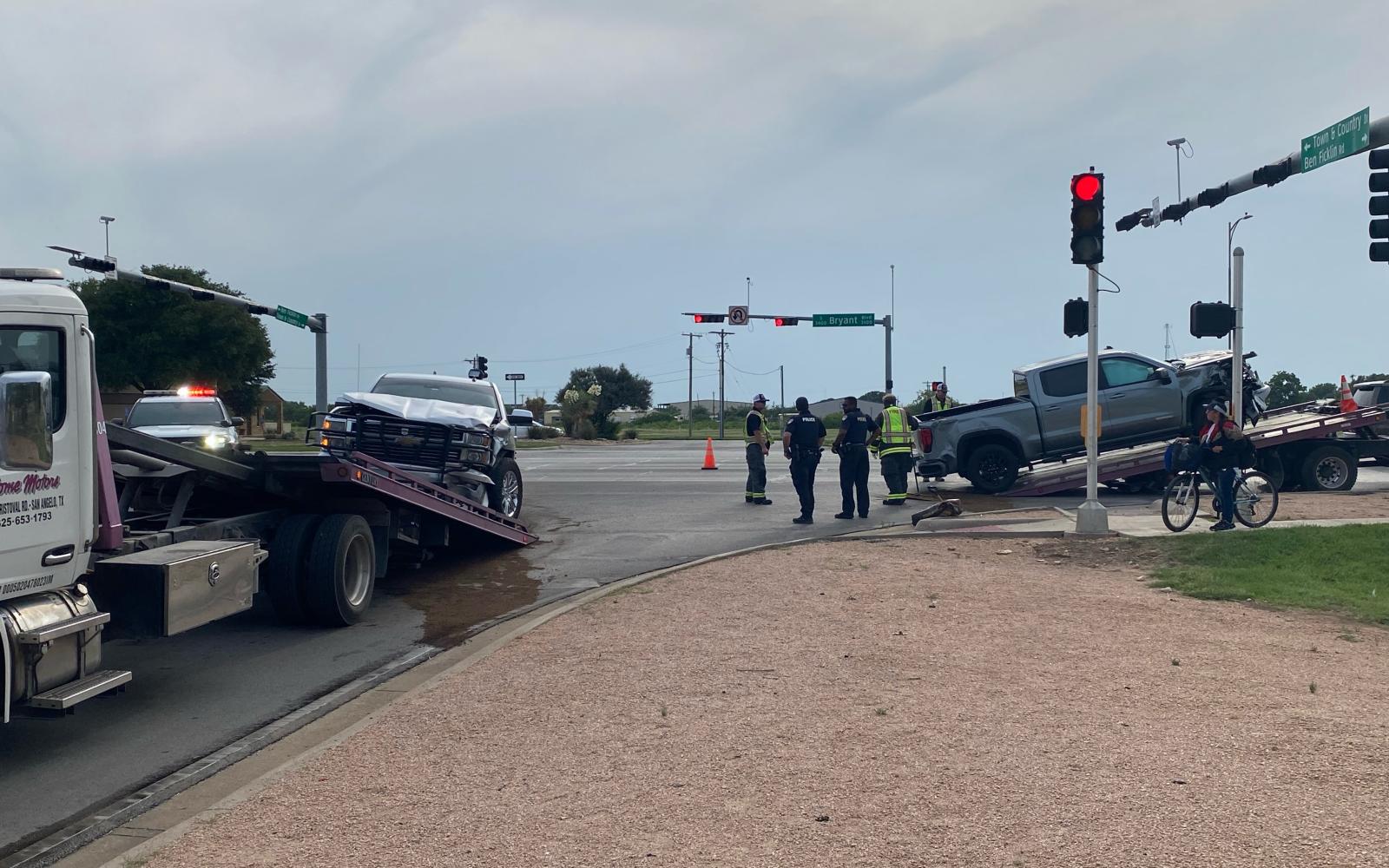 Pickup Truck Collision Snarls Traffic Near Walmart on S. Bryant