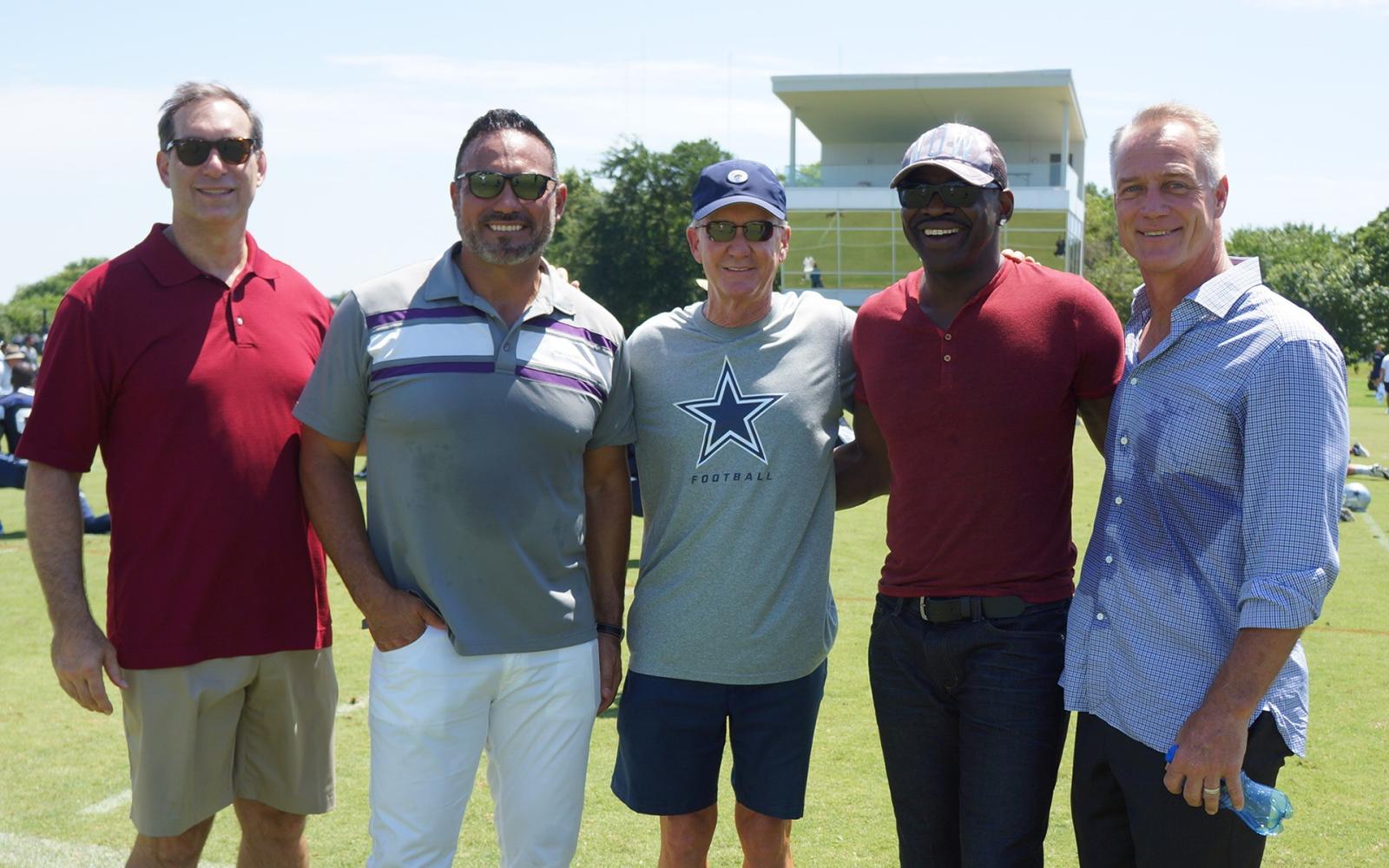 Walter Juliff (center) with Dallas Cowboys legends (L-R) John Gesek, Tony Casillas, Michael Irvin and Daryl Johnston - Courtesy of the Dallas Cowboys