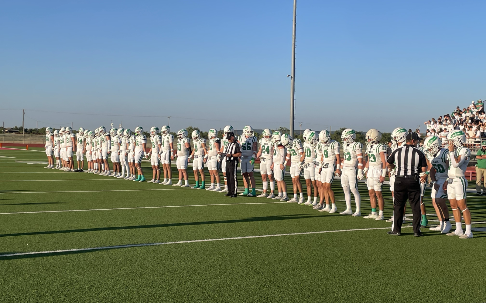 The Wall Hawks line up before their game against Jim Ned in Tuscola on Friday, Sept. 12, 2025.