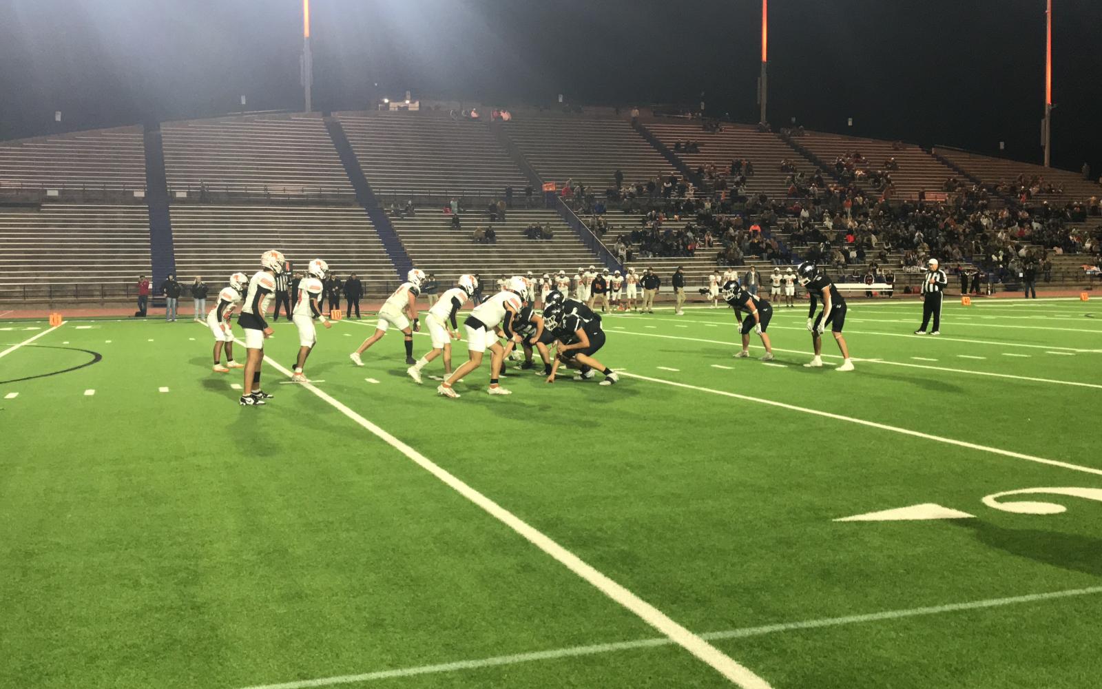 Robert Lee's defense tries to hold Water Valley out of the end zone during their state quarterfinal game Friday, Nov. 28, 2025, at San Angelo Stadium.