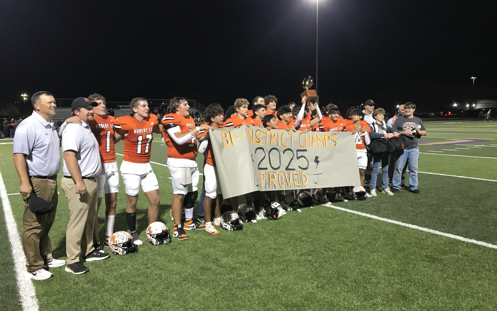 The Robert Lee Steers won their first playoff trophy since 2012 with a 60-14 victory over Ira on Friday, Nov. 14, 2025.