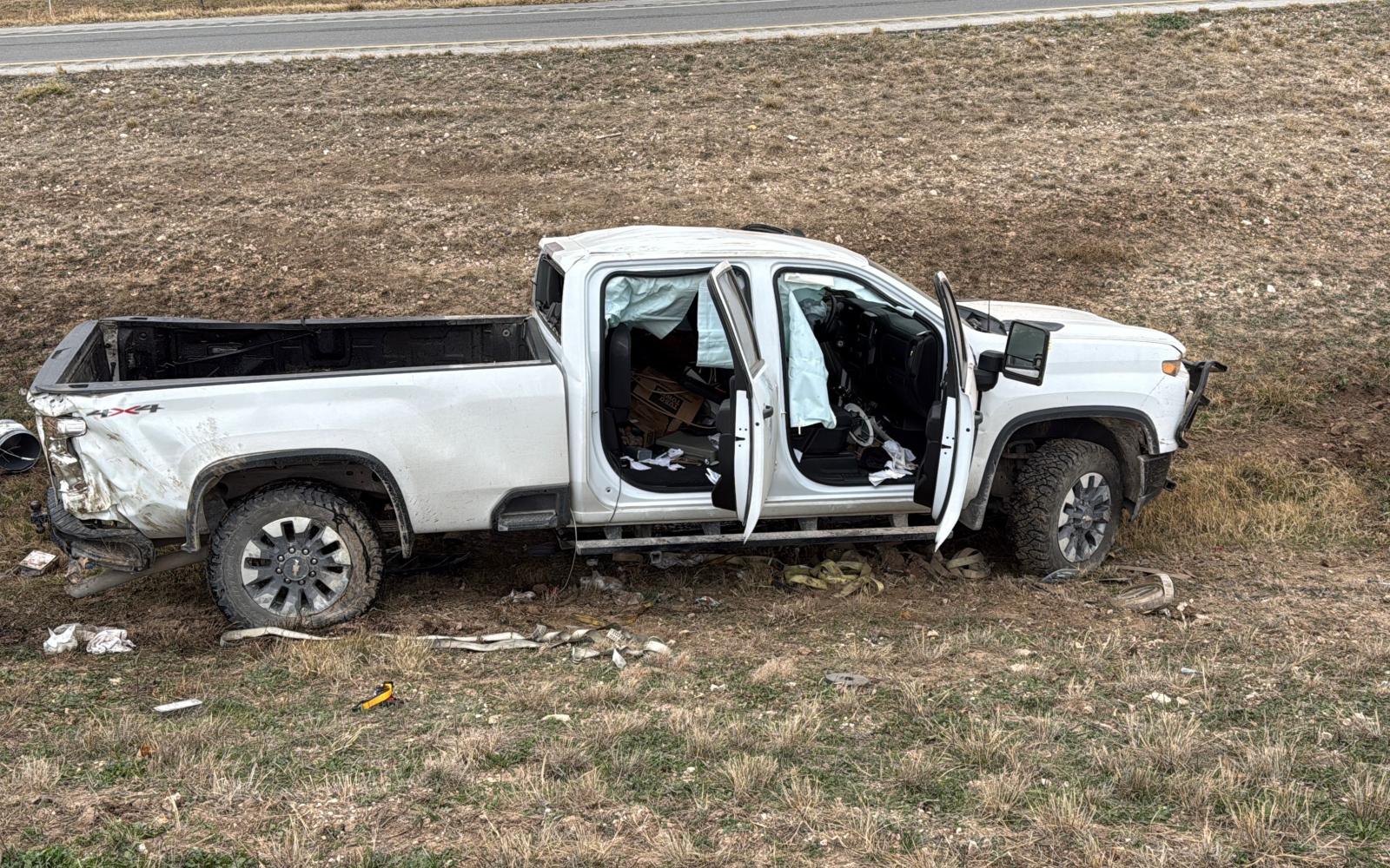 A single-vehicle rollover crash near the San Angelo city limits Monday morning shut down a highway entrance ramp.
